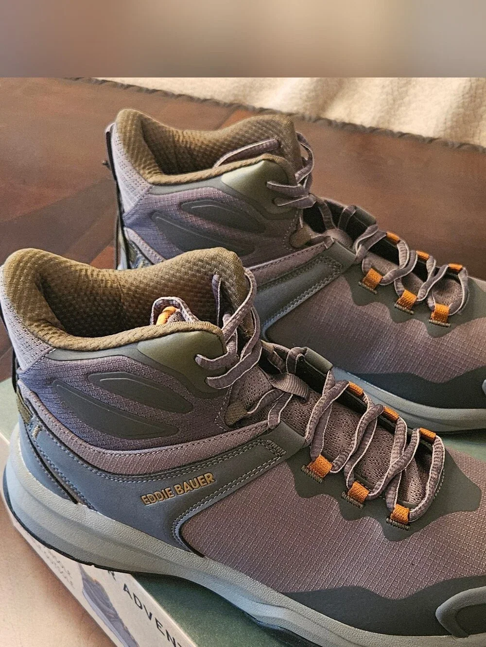 Eddie Bauer Gray and Brown Mid-Top Hiking Boots